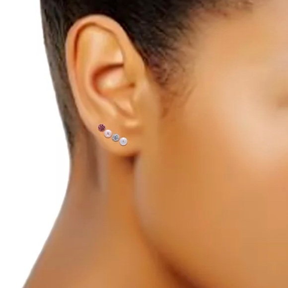 4-Pc. Set White & Dyed Pink Cultured Freshwater Pearl & Crystal Fireball - Picture 4 of 5